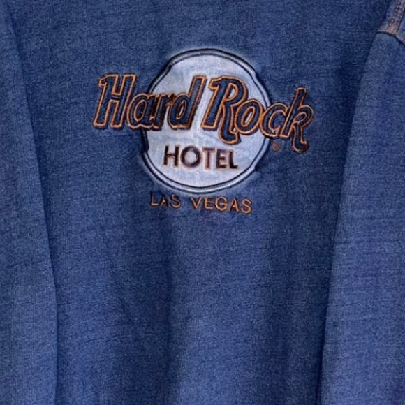 RARE Hard Rock HOTEL LAS VEGAS WASHED BLUE Crewneck Sweatshirt large - Picture 6 of 14